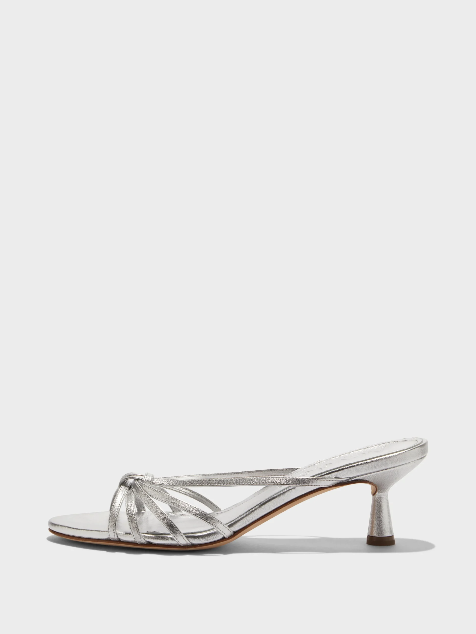 Discount Aeyde Abby Leather Mules Silver Nappa