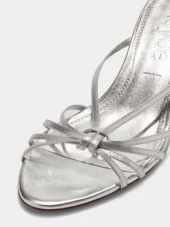 Discount Aeyde Abby Leather Mules Silver Nappa