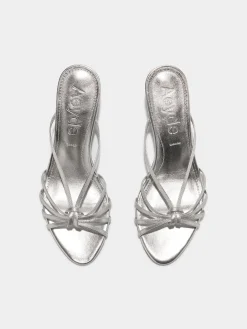 Discount Aeyde Abby Leather Mules Silver Nappa