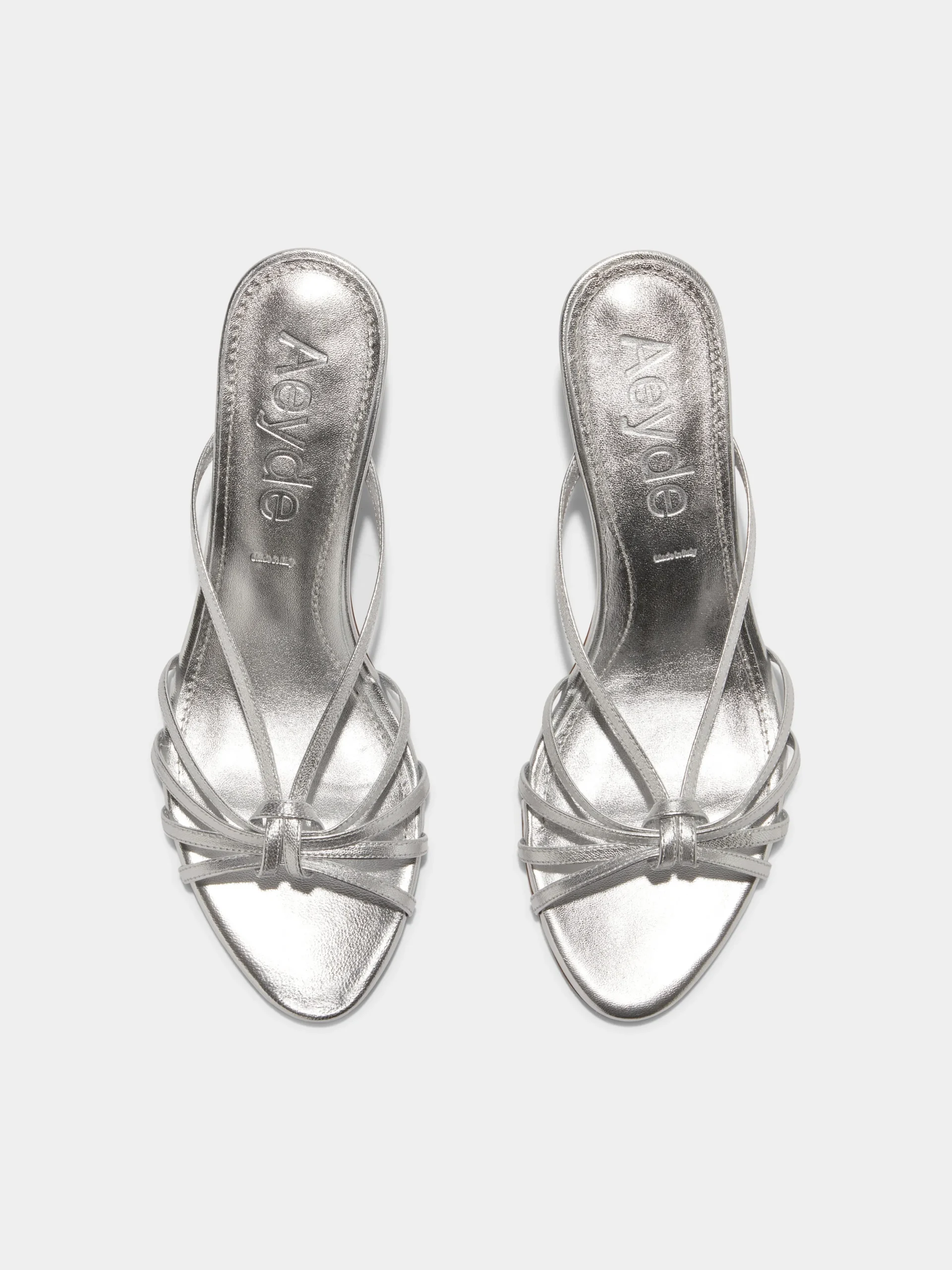 Discount Aeyde Abby Leather Mules Silver Nappa