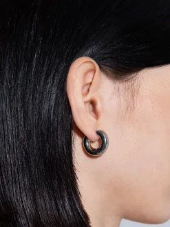 Sale Aeyde Alaya Medium Palladium-Plated Hoop Earrings Palladium Plated