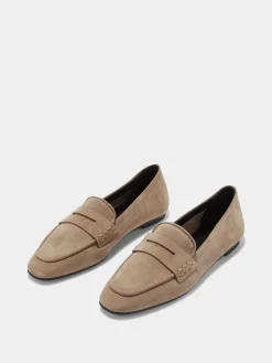 New Aeyde Alfie Suede Loafers Stone Suede