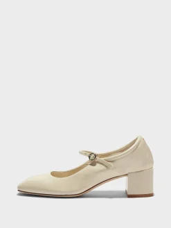 Sale Aeyde Aline Leather Mary-Jane Pumps Creamy Nappa
