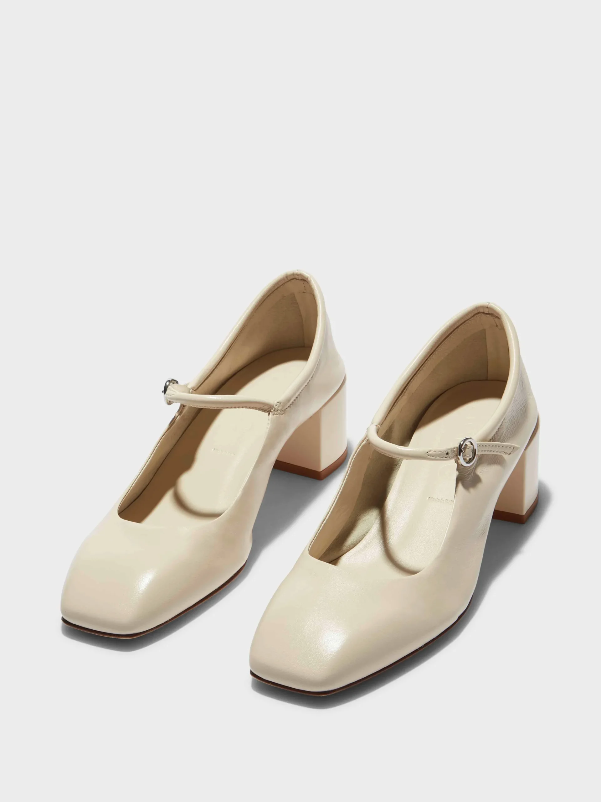 Sale Aeyde Aline Leather Mary-Jane Pumps Creamy Nappa