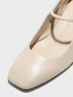 Sale Aeyde Aline Leather Mary-Jane Pumps Creamy Nappa