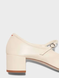Sale Aeyde Aline Leather Mary-Jane Pumps Creamy Nappa