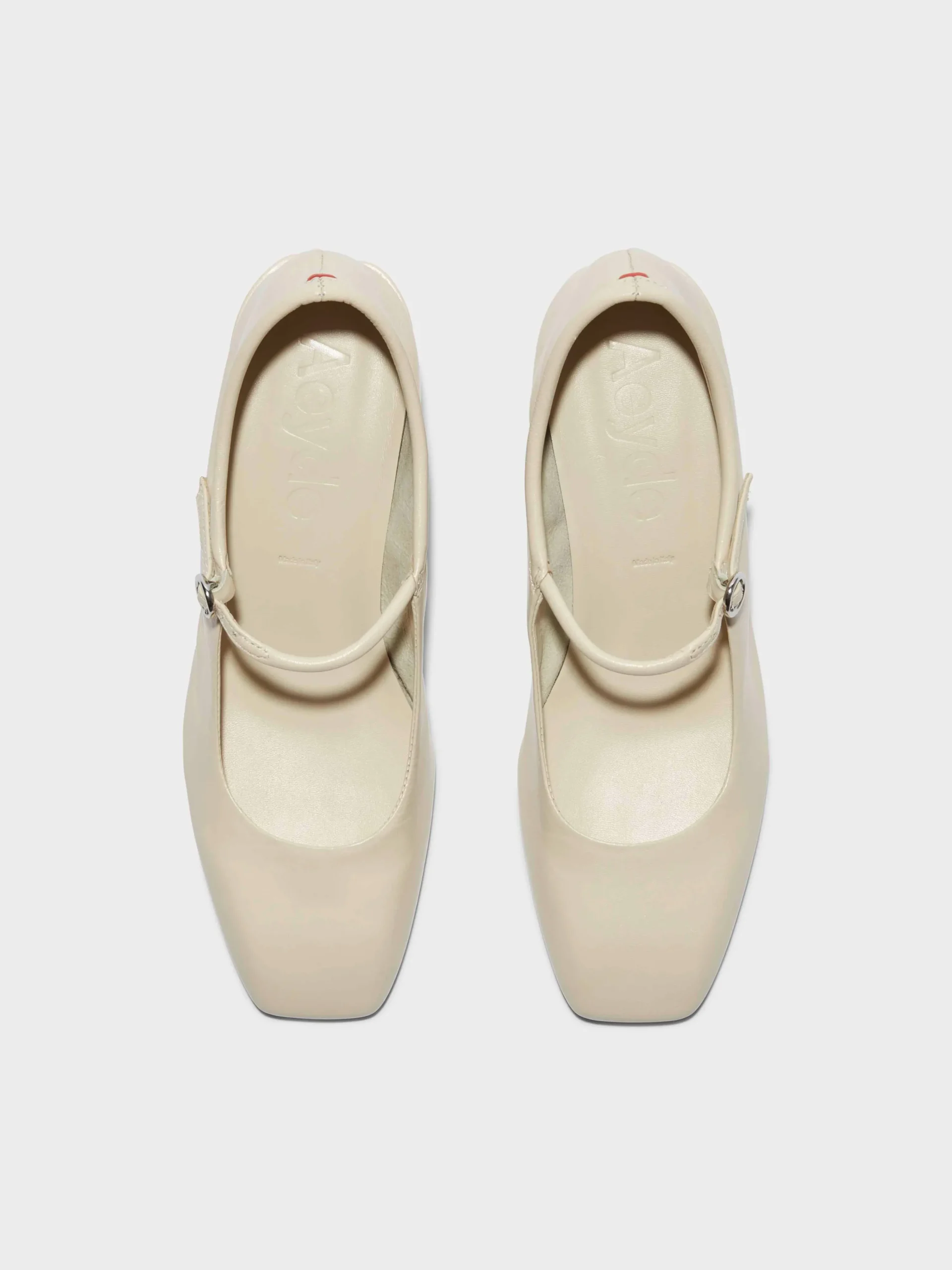 Sale Aeyde Aline Leather Mary-Jane Pumps Creamy Nappa