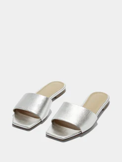 Sale Aeyde Anna Leather Sandals Silver Nappa