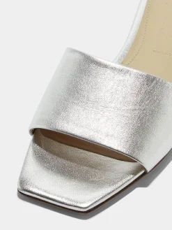 Sale Aeyde Anna Leather Sandals Silver Nappa