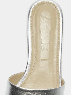 Sale Aeyde Anna Leather Sandals Silver Nappa
