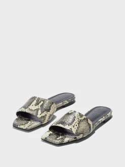 Clearance Aeyde Anna Leather Sandals Creamy Snake