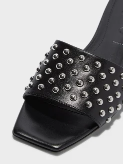 Clearance Aeyde Anna Studded Leather Sandals Black Nappa