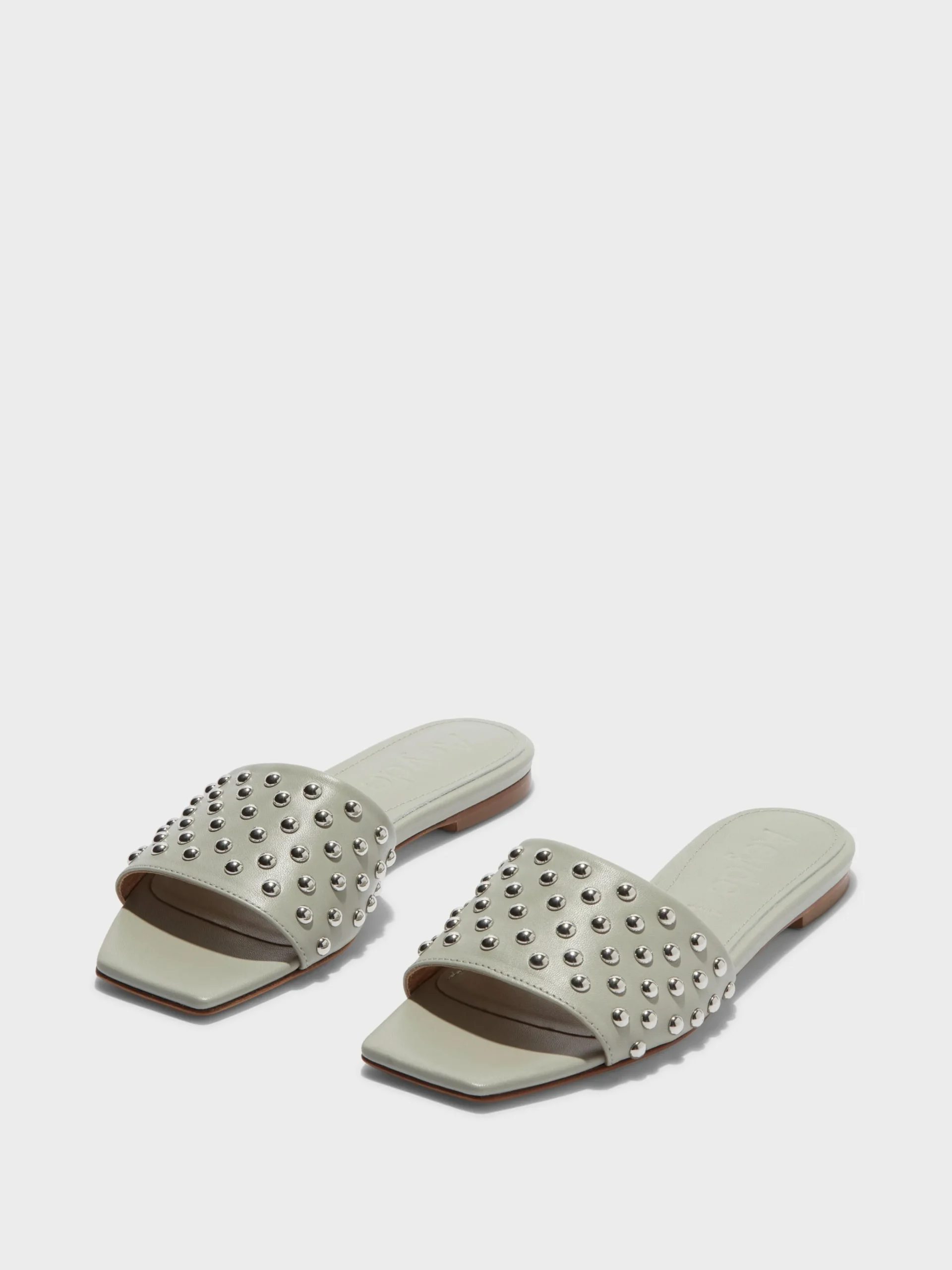 Discount Aeyde Anna Studded Leather Sandals Cloud Nappa