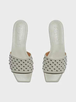 Discount Aeyde Anna Studded Leather Sandals Cloud Nappa