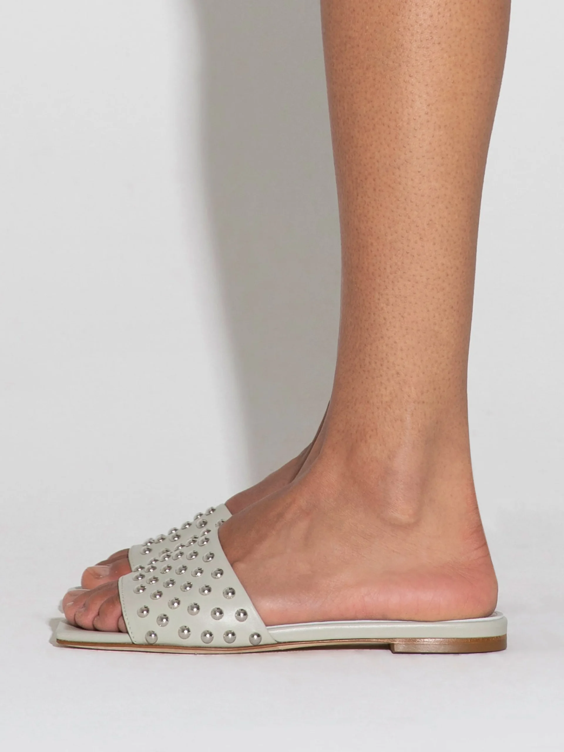 Discount Aeyde Anna Studded Leather Sandals Cloud Nappa