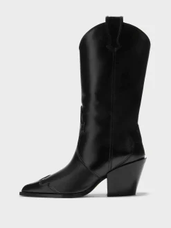 Sale Aeyde Ariel Leather Cowboy Boots Black Calf