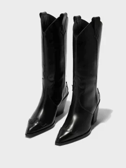 Sale Aeyde Ariel Leather Cowboy Boots Black Calf