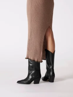 Sale Aeyde Ariel Leather Cowboy Boots Black Calf