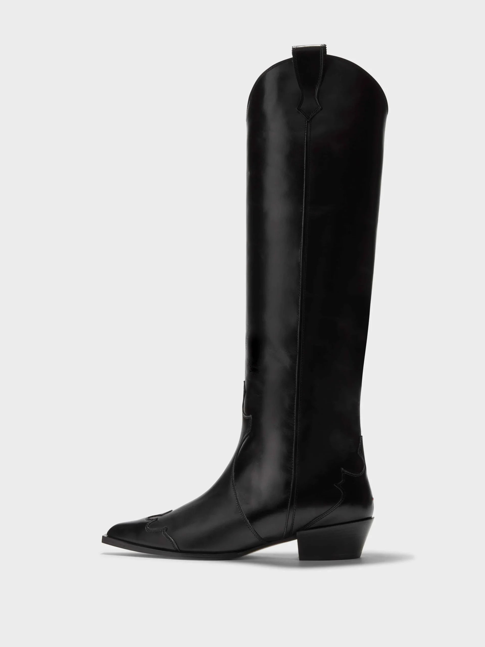 Fashion Aeyde Aruna Leather Knee-High Cowboy Boots Black Calf