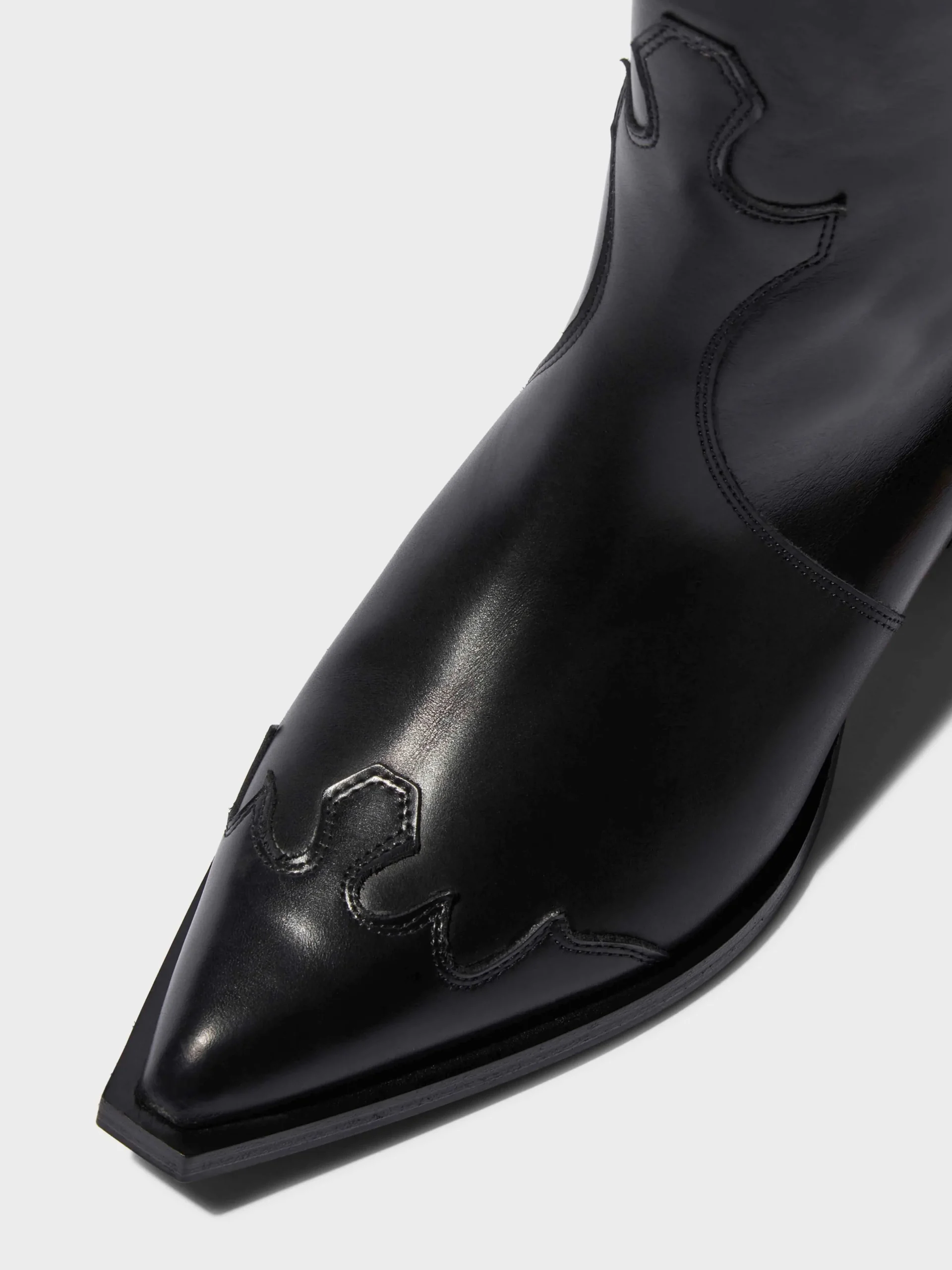 Fashion Aeyde Aruna Leather Knee-High Cowboy Boots Black Calf