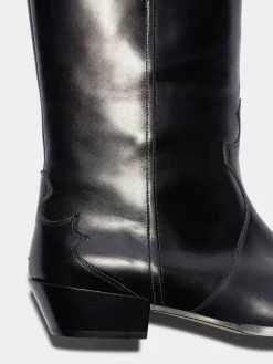 Fashion Aeyde Aruna Leather Knee-High Cowboy Boots Black Calf