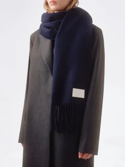 Fashion Aeyde Bela Cashmere Scarf Navy Cashmere