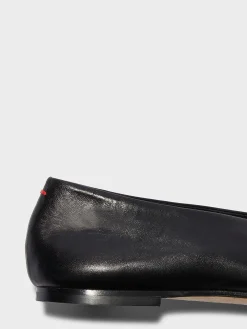 Outlet Aeyde Betty Leather Square-Toe Ballet Flats Black Nappa
