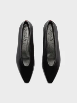 Outlet Aeyde Betty Leather Square-Toe Ballet Flats Black Nappa