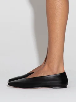 Outlet Aeyde Betty Leather Square-Toe Ballet Flats Black Nappa