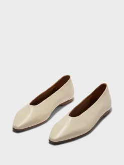 Hot Aeyde Betty Leather Square-Toe Ballet Flats Creamy Nappa