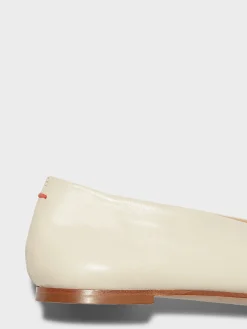 Hot Aeyde Betty Leather Square-Toe Ballet Flats Creamy Nappa