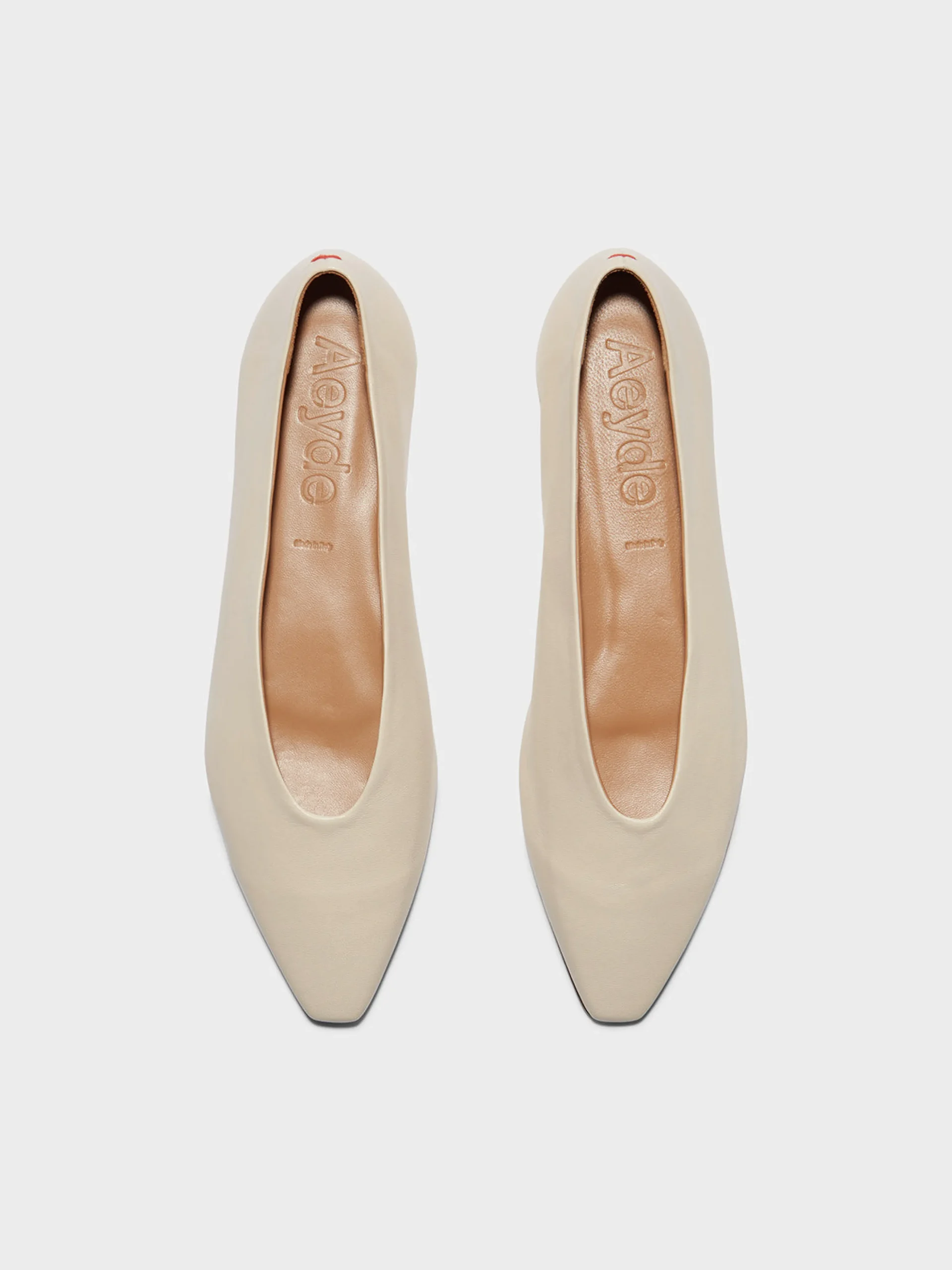 Hot Aeyde Betty Leather Square-Toe Ballet Flats Creamy Nappa