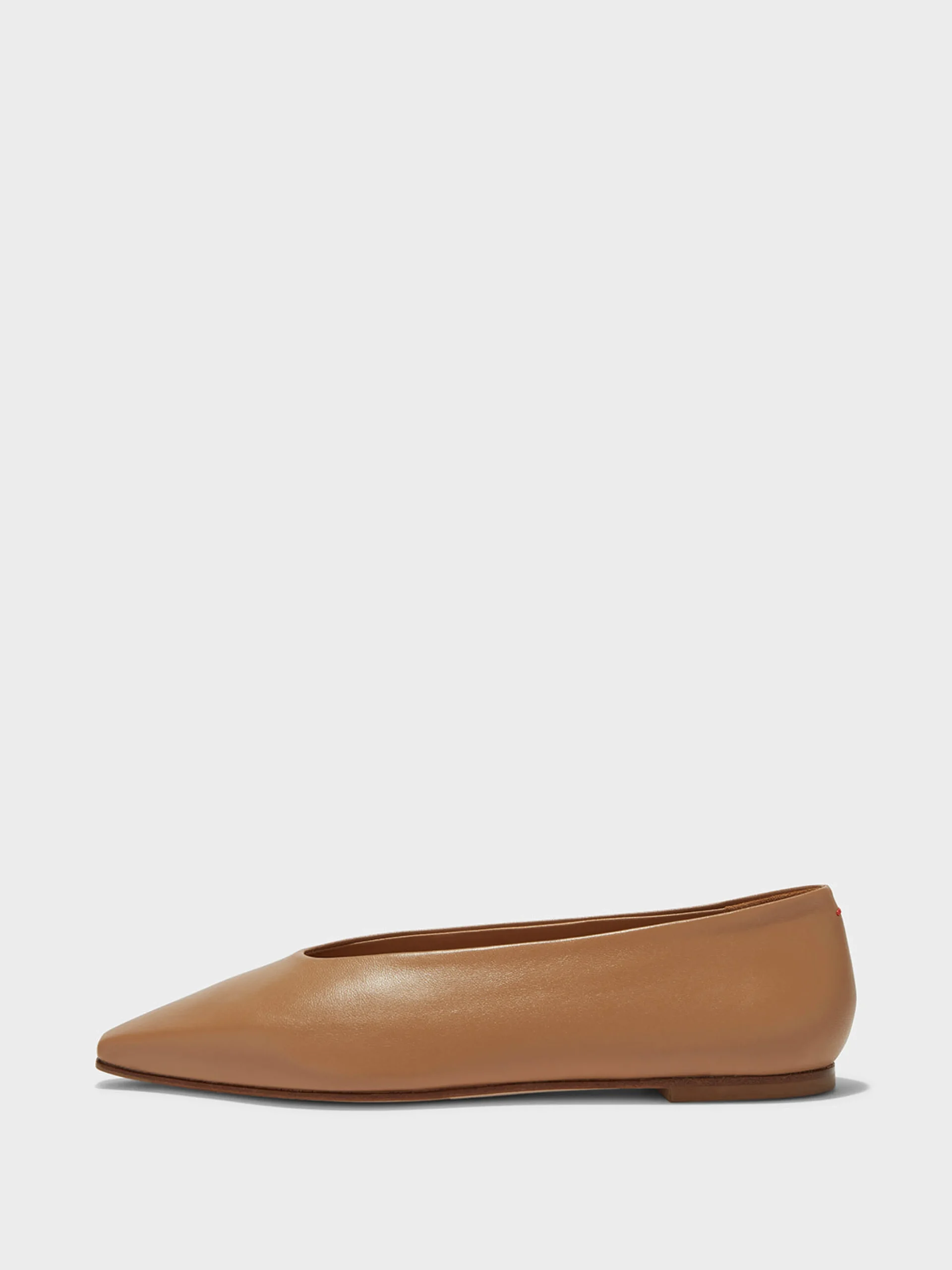 Discount Aeyde Betty Leather Square-Toe Ballet Flats Hazelnut Nappa