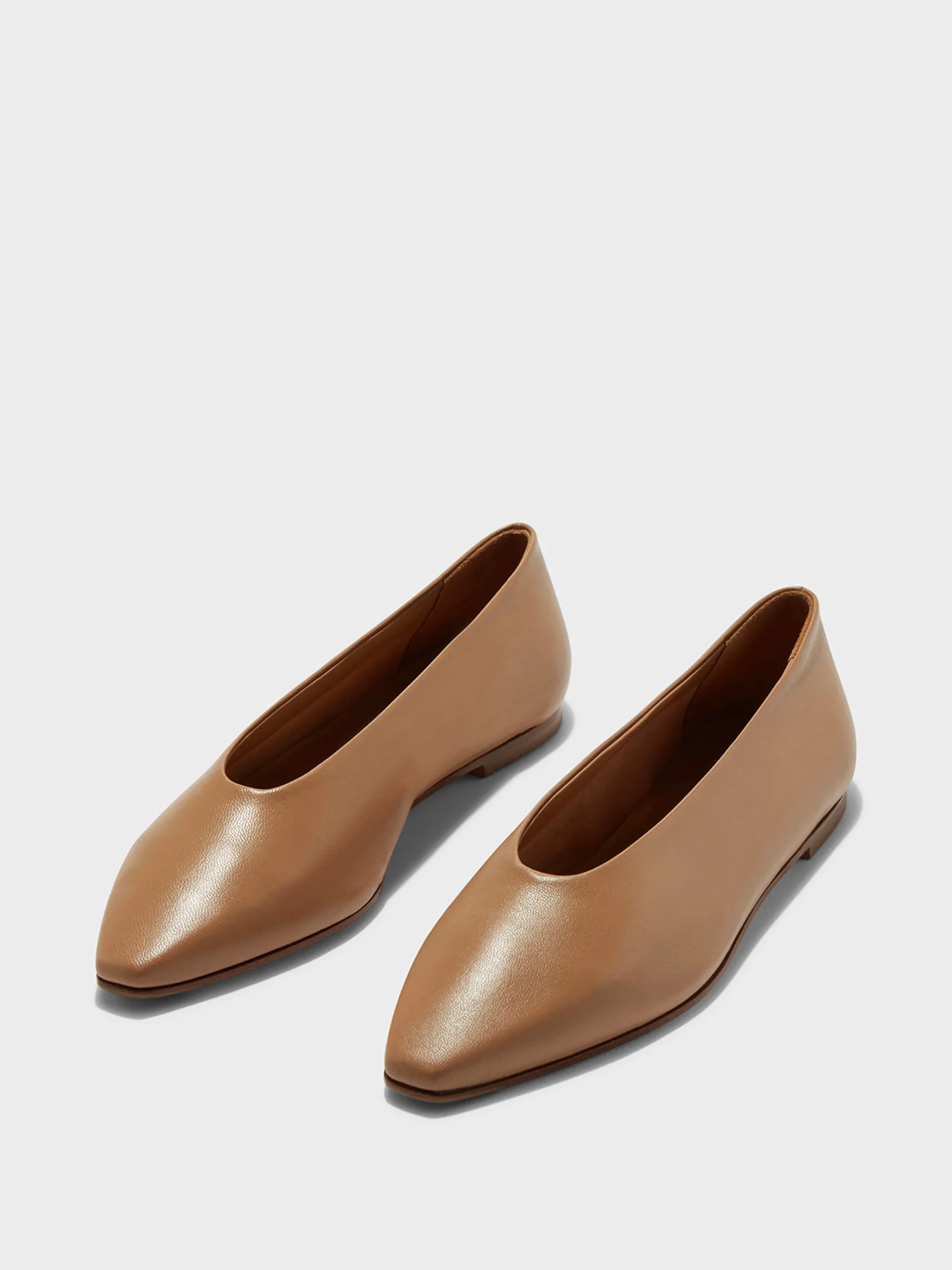 Discount Aeyde Betty Leather Square-Toe Ballet Flats Hazelnut Nappa