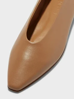 Discount Aeyde Betty Leather Square-Toe Ballet Flats Hazelnut Nappa