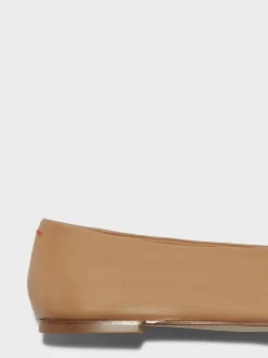 Discount Aeyde Betty Leather Square-Toe Ballet Flats Hazelnut Nappa