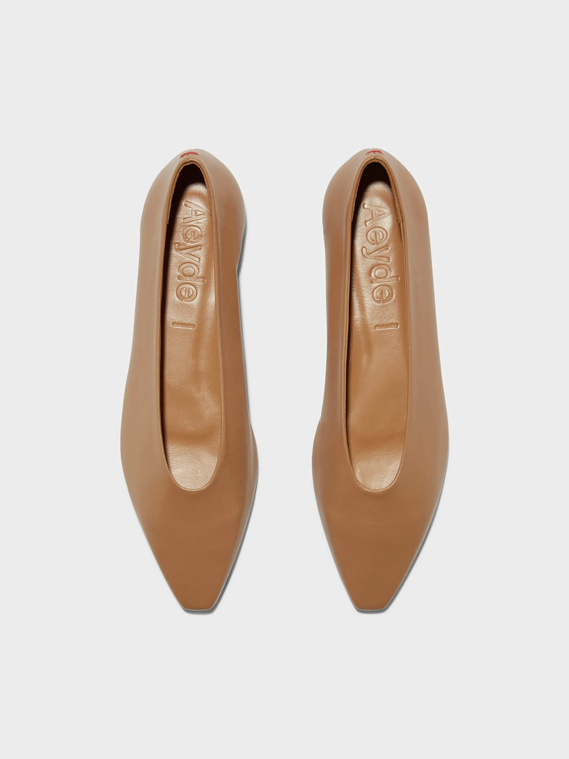 Discount Aeyde Betty Leather Square-Toe Ballet Flats Hazelnut Nappa