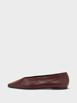 Clearance Aeyde Betty Leather Square-Toe Ballet Flats Port Nappa