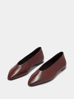 Clearance Aeyde Betty Leather Square-Toe Ballet Flats Port Nappa