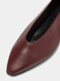 Clearance Aeyde Betty Leather Square-Toe Ballet Flats Port Nappa