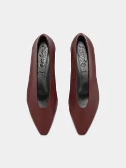 Clearance Aeyde Betty Leather Square-Toe Ballet Flats Port Nappa