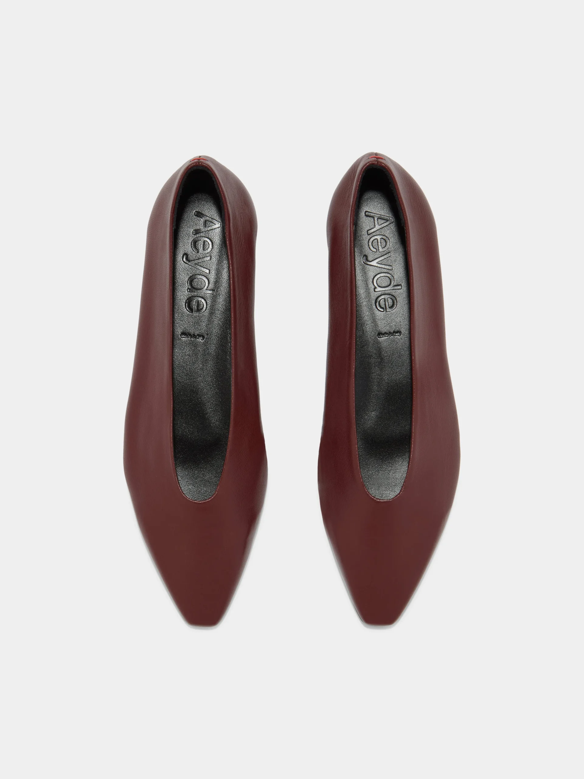 Clearance Aeyde Betty Leather Square-Toe Ballet Flats Port Nappa