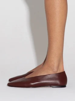 Clearance Aeyde Betty Leather Square-Toe Ballet Flats Port Nappa