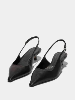 Online Aeyde Catrina Leather Slingback Pumps Black Nappa