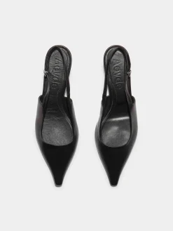 Online Aeyde Catrina Leather Slingback Pumps Black Nappa