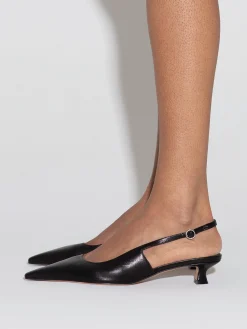 Online Aeyde Catrina Leather Slingback Pumps Black Nappa