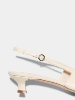 Online Aeyde Catrina Leather Slingback Pumps Creamy Nappa