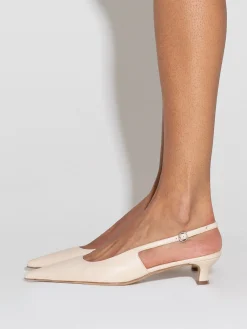 Online Aeyde Catrina Leather Slingback Pumps Creamy Nappa