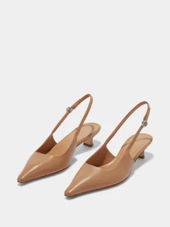 New Aeyde Catrina Leather Slingback Pumps Hazelnut Nappa