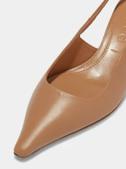 New Aeyde Catrina Leather Slingback Pumps Hazelnut Nappa